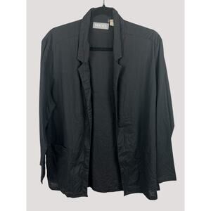 90s Cotton Blazer Black Vintage Motifs Lightweight Jacket Womens Medium
